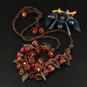 1940s Frank Hess Wood Bells Necklace
